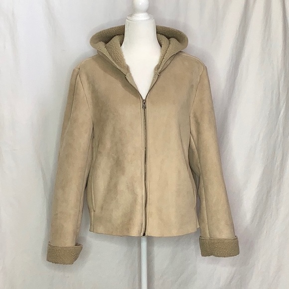 FU DA New York Vegan Suede Jacket Size L Tan Beige - Picture 2 of 10